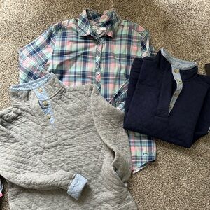 Southern Tide size XS lot: Quilted PULLOVER Sweatshirts and plaid popover